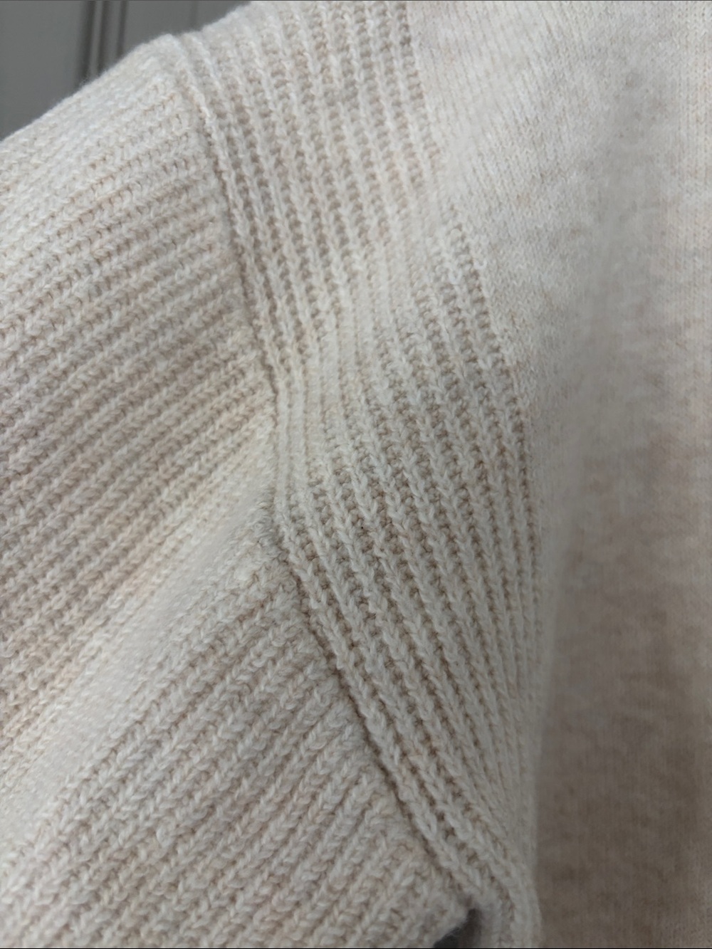 LOFT Oatmeal Button-Front V-Neck Cardigan Sweater - Picture 2 of 10